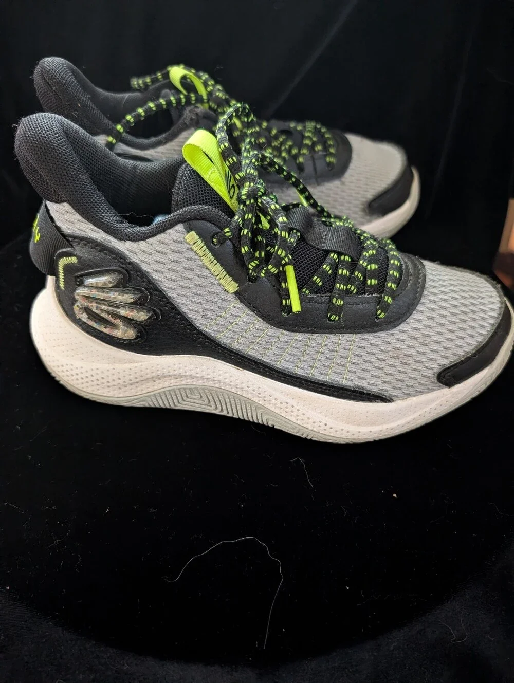 Under Armour Gray and Neon Green Kids Athletic Sneakers